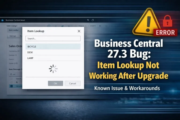 Business Central 27.3 Bug: Item Lookup Not Working After Upgrade (Known Issue & Workarounds)